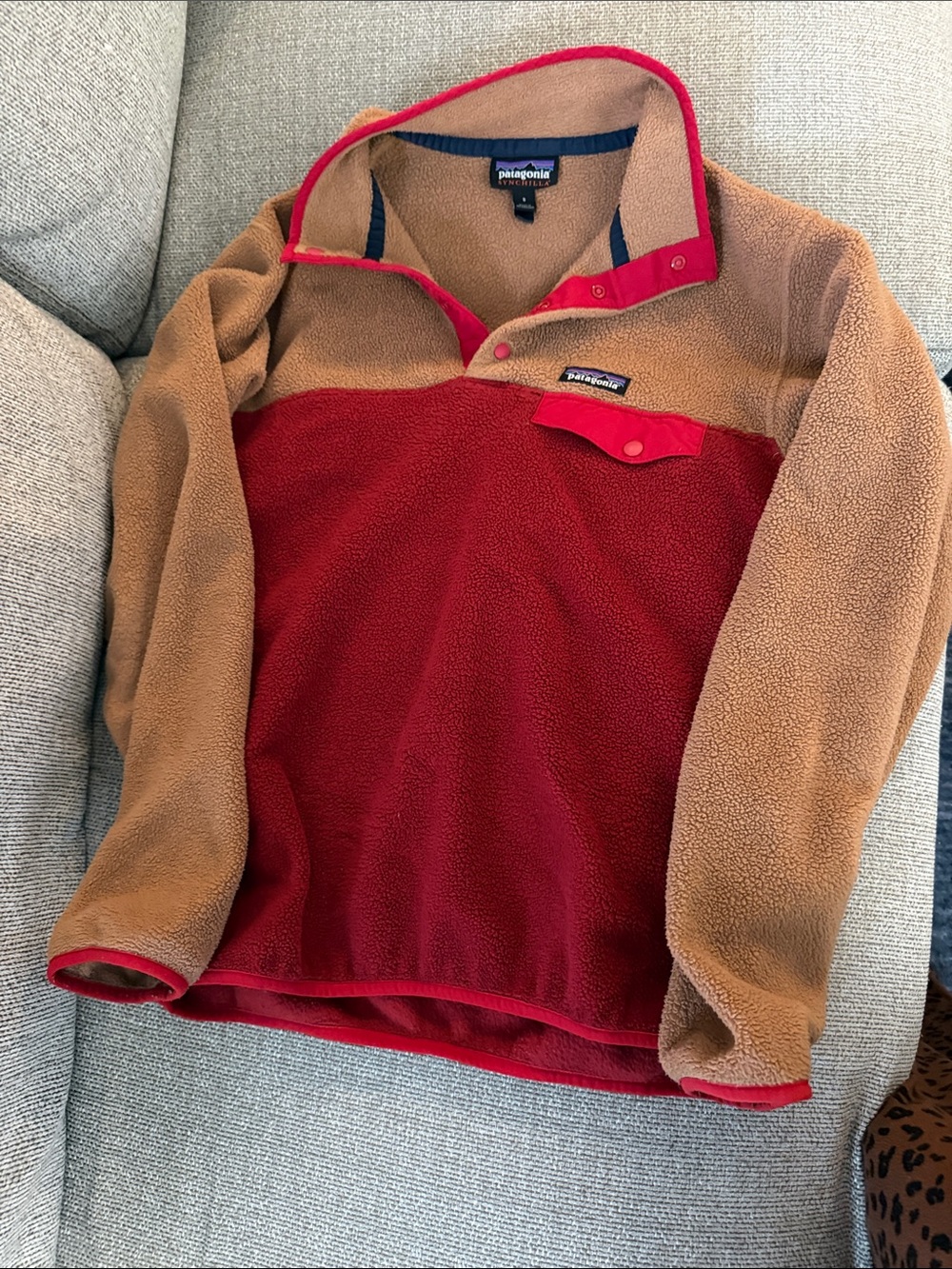 Patagonia Two-Tone synchilla Fleece Pullover - Red & Tan